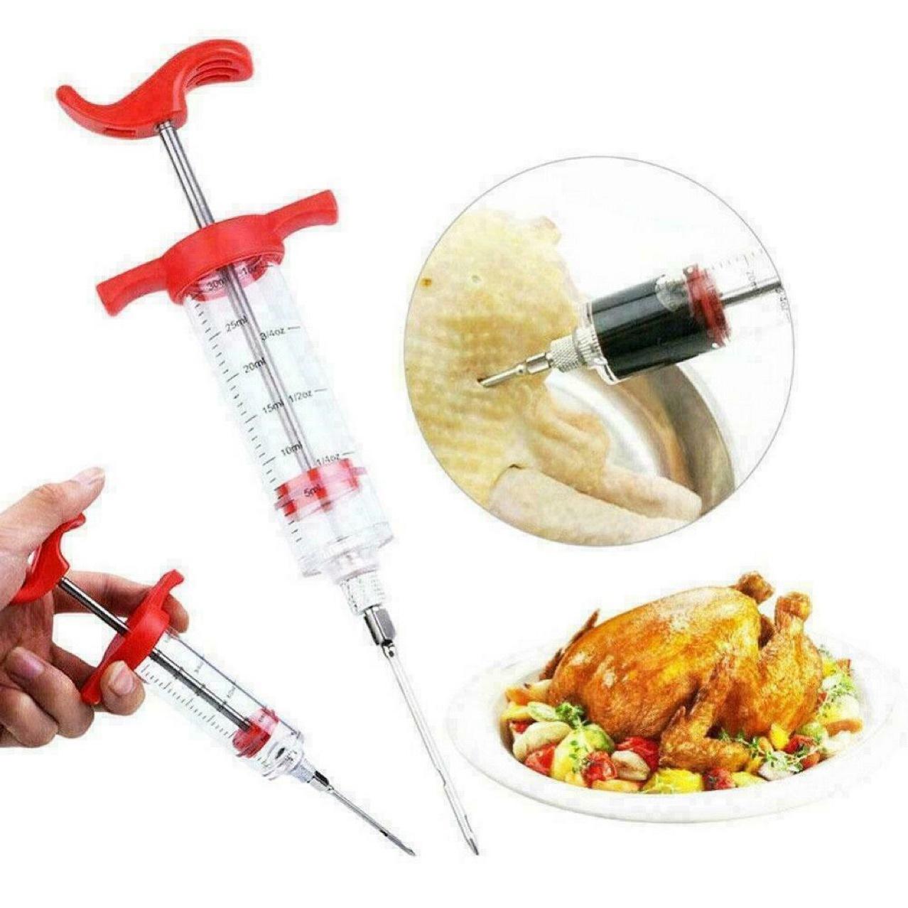 BBQ Meat Injector Syringe Marinade Injector Tool Turkey Chicken Flavor Injector for BBQ Cooking