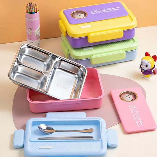 Cute Bear Stainless Steel Lunch Box with Compartments