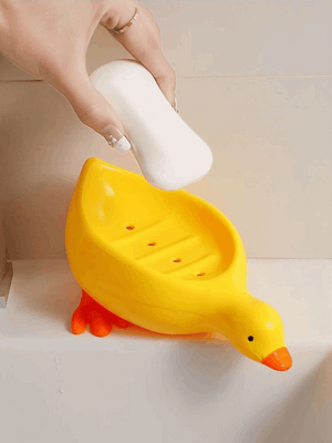 Cute Duck Shape Soap Holder Self Draining Soap Dish Bathroom Soap Box