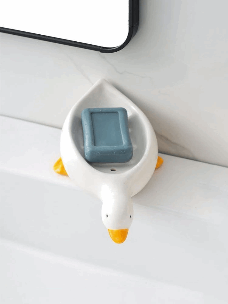 Cute Duck Shape Soap Holder Self Draining Soap Dish Bathroom Soap Box