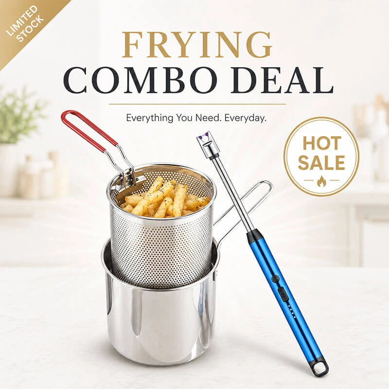 Deep Fryer Pot + Electric Lighter Combo – Smart Frying Bundle