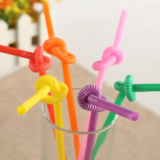 Disposable Bendable Plastic Straws 100pcs Multi Color Drinking Straws for Party Juice Bar Use