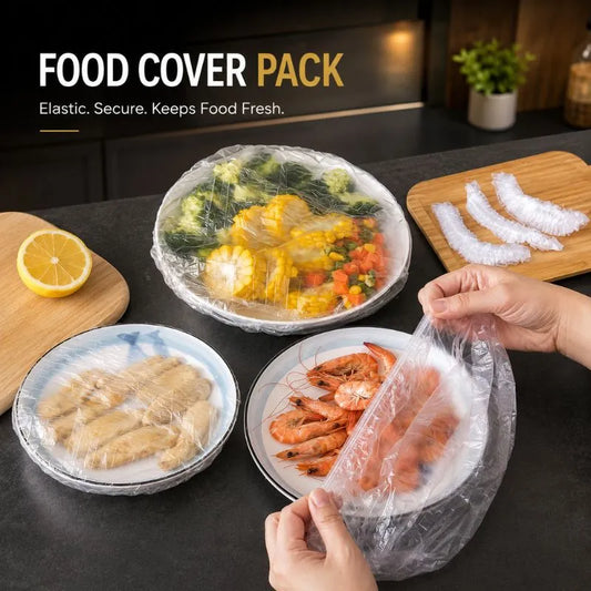 Disposable Food Cover Pack – Elastic Plate & Bowl Covers (Pack of 100 pcs)