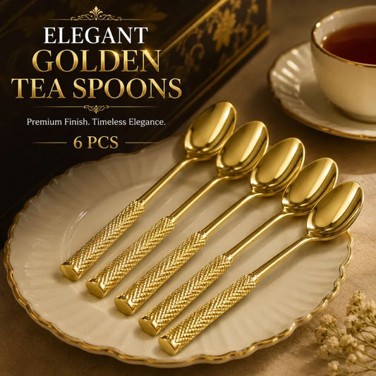 Elegant golden tea spoons with premium finish. Perfect for tea, coffee, dessert and gifting - 6 PCS