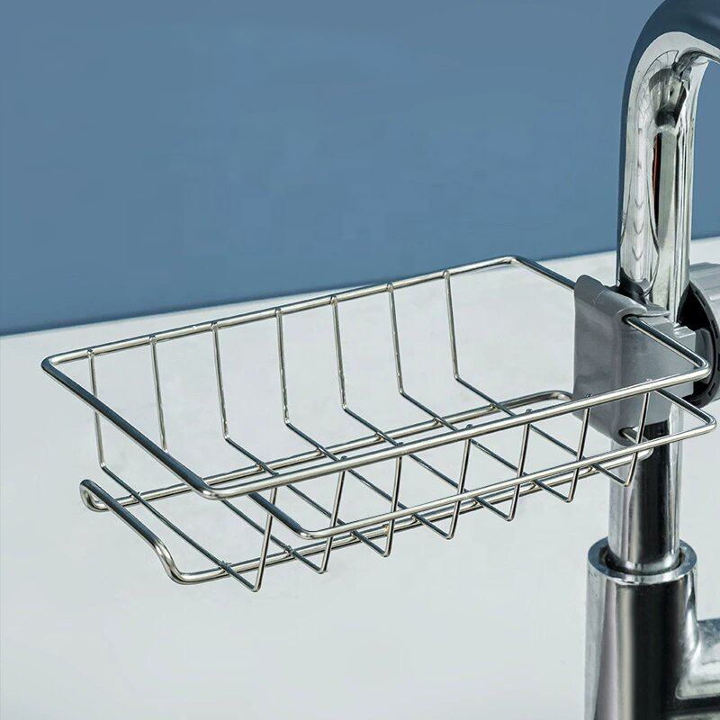 Faucet-Mounted Sink Organizer Rack – Sponge & Scrubber Holder