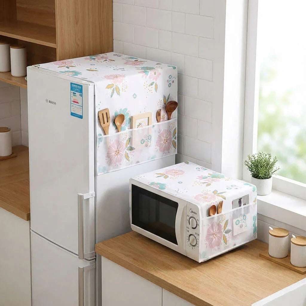 Home Care 4 in 1 Kitchen Protection Combo – Iron Cover, Fridge Cover, Oven Cover & Silicone Washing Gloves