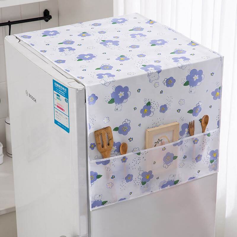 Fridge + Microwave Oven Cover Top with Storage Pockets – Dustproof & Washable