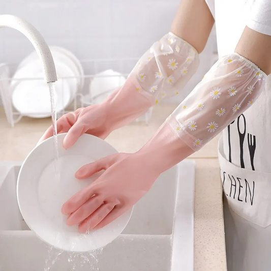 Full Arm Dish Washing Gloves Waterproof Non-Slip Kitchen Cleaning Gloves
