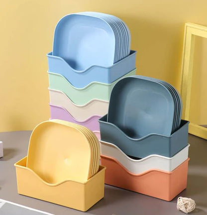 10Pcs Modern Dinner Plates Set with Stand – Lightweight, Stylish & Durable