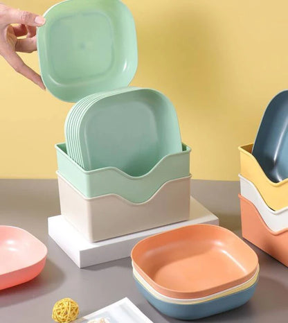 10Pcs Modern Dinner Plates Set with Stand – Lightweight, Stylish & Durable