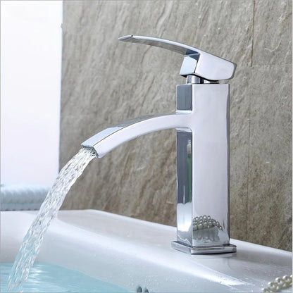 Modern Single-Hole Bathroom Waterfall Basin Faucet Mixer Tap