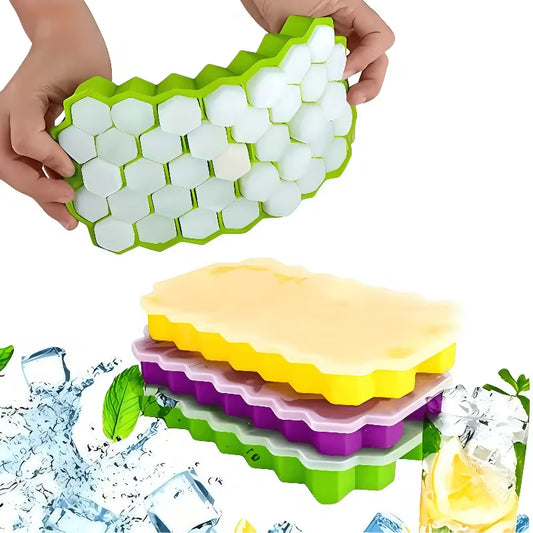 Honeycomb Silicone Ice Cube Tray with Lid
