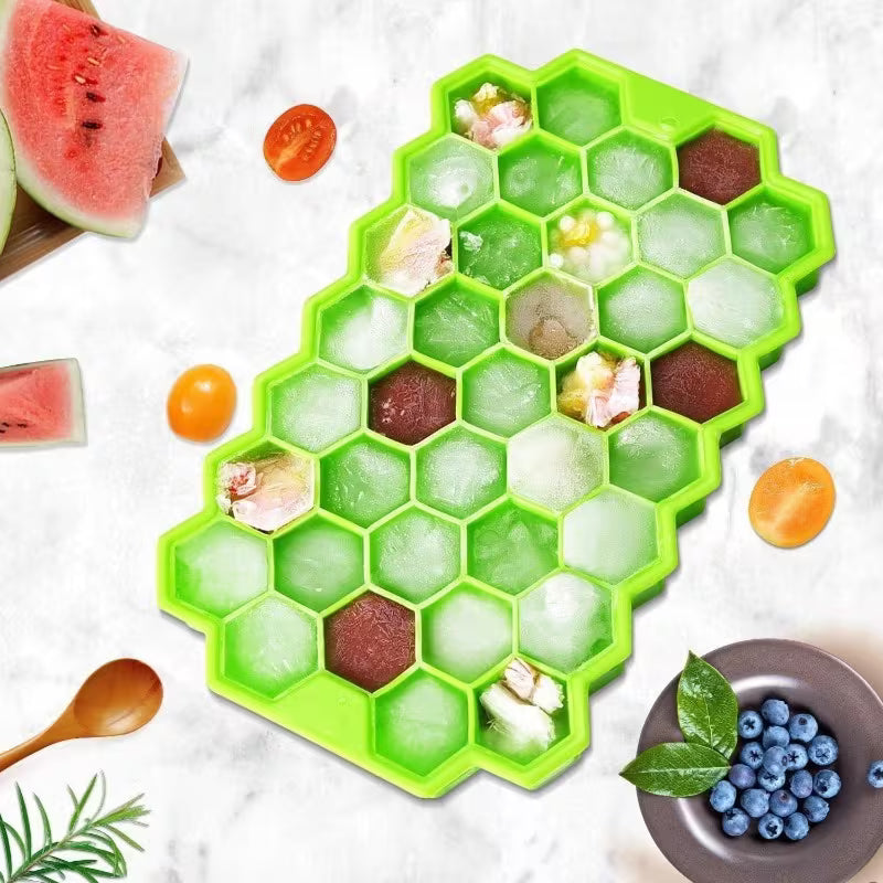 Honeycomb Silicone Ice Cube Tray with Lid