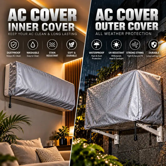 Indoor & Outdoor Split AC Cover Waterproof Dustproof Washable Air Conditioner Protection Cover with Drawstring for All Weather Protection