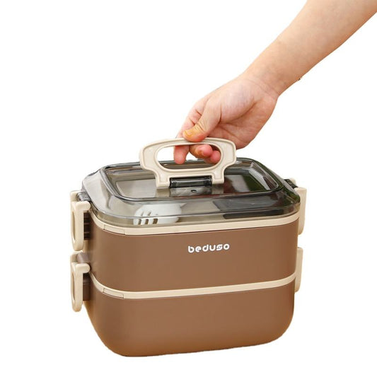 Kids Lunch Box 304 Stainless Steel 2 Layer Leakproof Bento Food Container with Handle