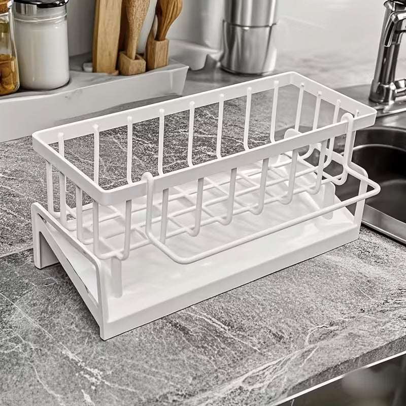 Kitchen Sink Draining Rack & Sponge Holder – Rust-Resistant Storage Organizer