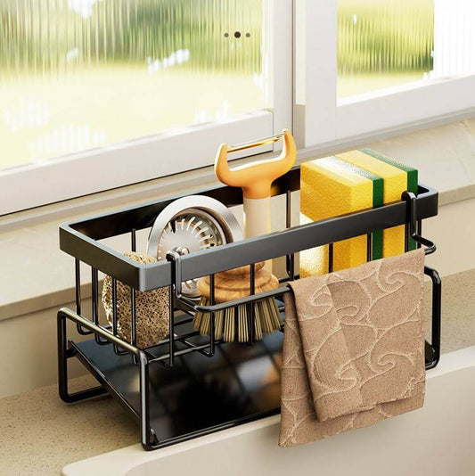 Kitchen Sink Draining Rack & Sponge Holder – Rust-Resistant Storage Organizer