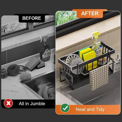 Kitchen Sink Draining Rack & Sponge Holder – Rust-Resistant Storage Organizer