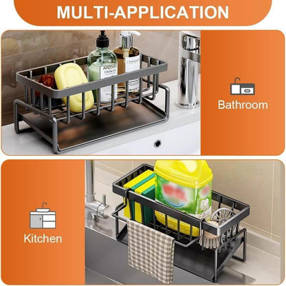 Kitchen Sink Draining Rack & Sponge Holder – Rust-Resistant Storage Organizer
