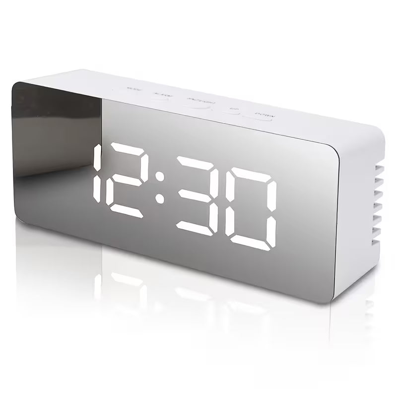 LED Mirror Digital Alarm Clock with Temperature Display