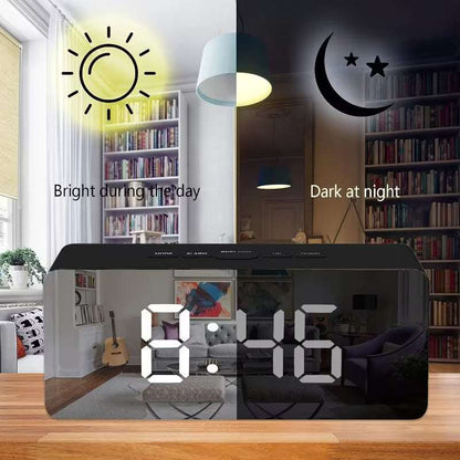 LED Mirror Digital Alarm Clock with Temperature Display