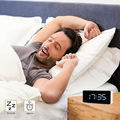 LED Mirror Digital Alarm Clock with Temperature Display