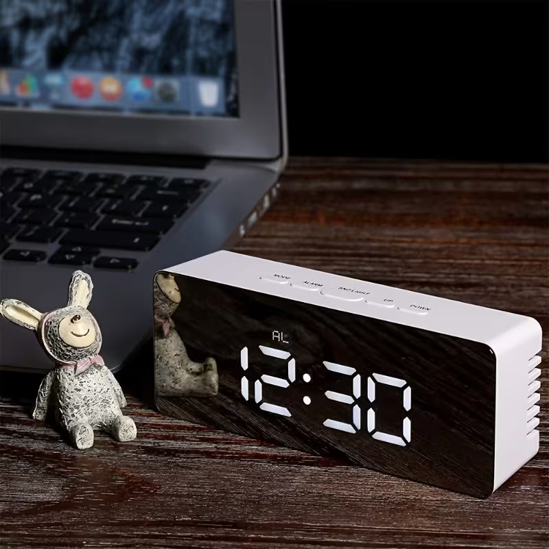 LED Mirror Digital Alarm Clock with Temperature Display