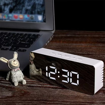 LED Mirror Digital Alarm Clock with Temperature Display