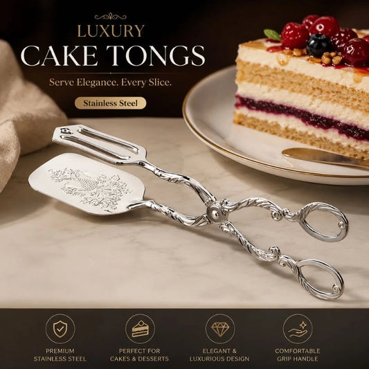 Luxury Cake Tongs Stainless Steel Serving Tong Elegant Dessert Pastry Server