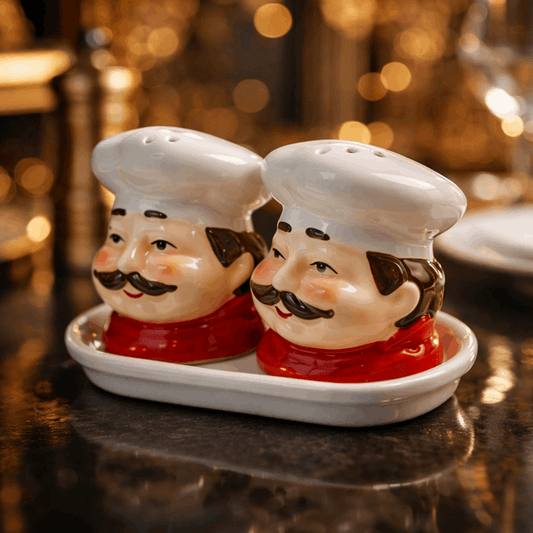 Luxury Chef Ceramic Salt & Pepper Shaker Set – Elegant Table Décor
