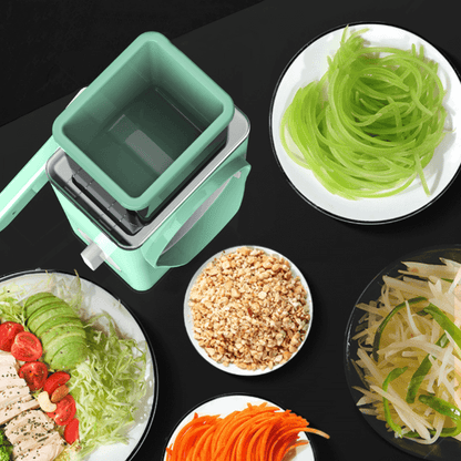 Manual Rotary Vegetable Slicer & Grater – Multi Blade Drum Cutter