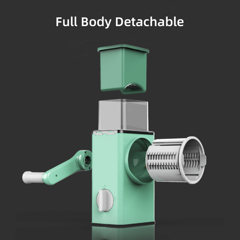 Manual Rotary Vegetable Slicer & Grater – Multi Blade Drum Cutter