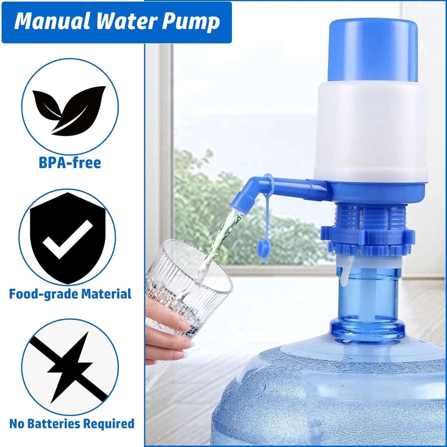 Manual Water Dispenser Pump – BPA-Free Drinking Water Pump for 19L Bottles