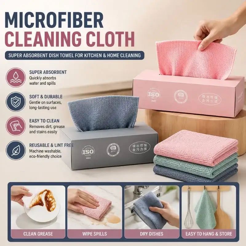 Microfiber Kitchen Cleaning Cloth Super Absorbent Dish Towel for Kitchen Home Cleaning