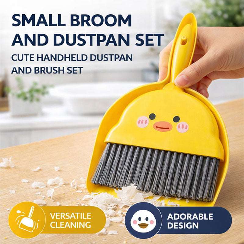 Mini Broom and Dustpan Set Cute Handheld Cleaning Brush Small Dust Cleaner for Table Desk Kitchen
