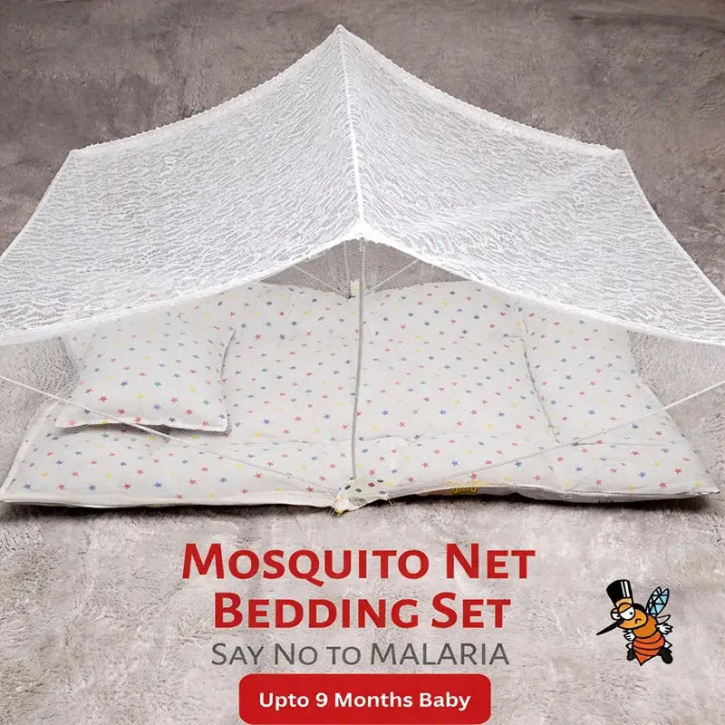 Baby Mosquito Net Bedding Set with Pillow – Foldable Infant Sleeping Bed with Protective Mosquito Net