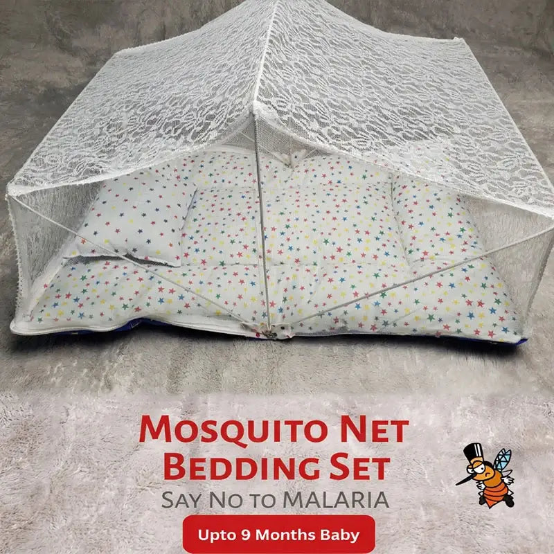 Baby Mosquito Net Bedding Set with Pillow – Foldable Infant Sleeping Bed with Protective Mosquito Net