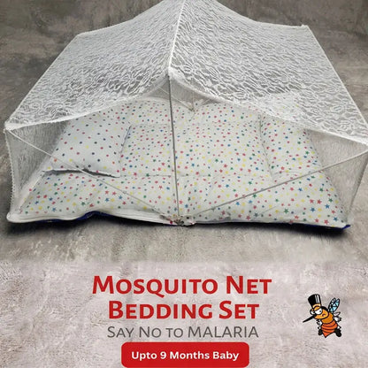 Baby Mosquito Net Bedding Set with Pillow – Foldable Infant Sleeping Bed with Protective Mosquito Net