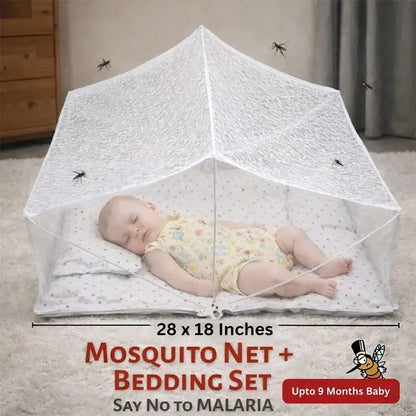 Baby Mosquito Net Bedding Set with Pillow – Foldable Infant Sleeping Bed with Protective Mosquito Net