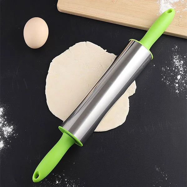 Non-Stick Stainless Steel Rolling Pin with Plastic Handles