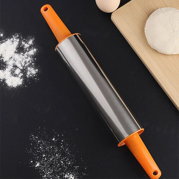 Non-Stick Stainless Steel Rolling Pin with Plastic Handles