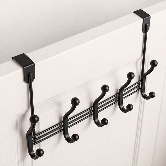Over Door Hook Hanger Multi Hook Organizer Iron Door Hanging Rack for Clothes Towels Bags
