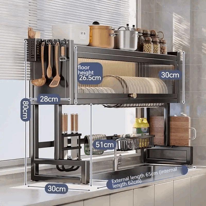 Over Sink Kitchen Dish Drainer Rack – Drying & Storage Cabinet