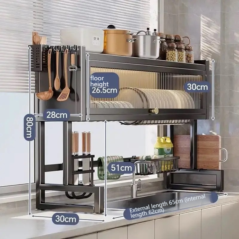 Over Sink Kitchen Dish Drainer Rack – Drying & Storage Cabinet