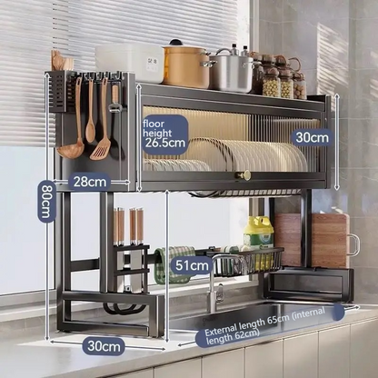 Over Sink Kitchen Dish Drainer Rack – Drying & Storage Cabinet