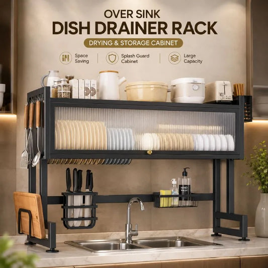 Over Sink Kitchen Dish Drainer Rack – Drying & Storage Cabinet