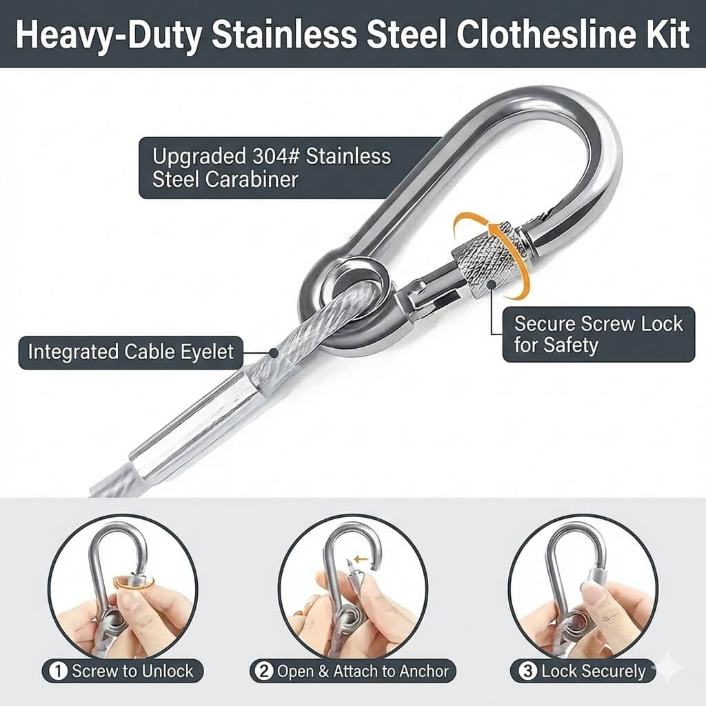 Stainless Steel PVC Coated Clothesline – Heavy-Duty Rust-Resistant Drying Wire