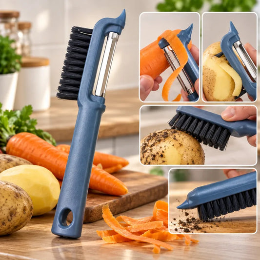 Plastic Brush Peeler – 2-in-1 Vegetable Peeler & Cleaning Brush
