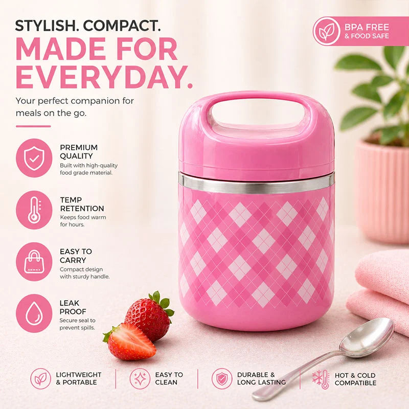 Portable Stainless Steel Lunch Box 630ml – Thermal Tiffin with Handle