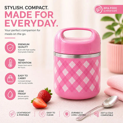 Portable Stainless Steel Lunch Box 630ml – Thermal Tiffin with Handle